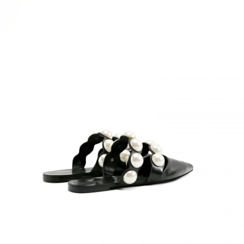 画像3: Women's new Flat mule sandal pumps with pearls パール付フラットミュール　パンプス　スリッパ (3)