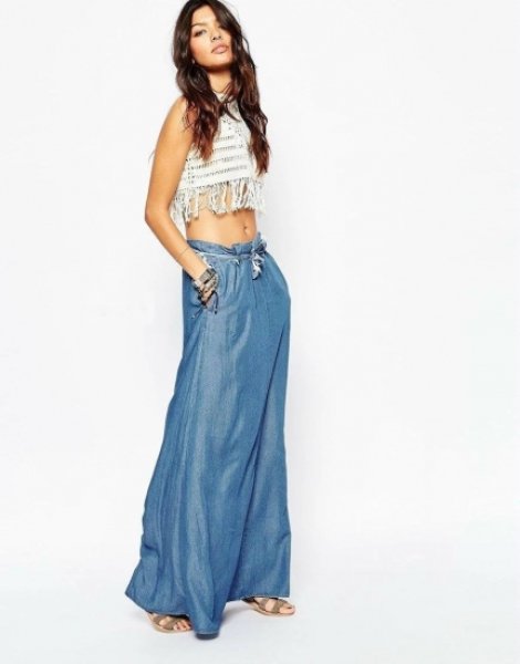 Soft Denim Jeans Maxi Skirt ソフトデニム　テンセルロングマキシフレアースカート