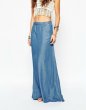 画像2: Soft Denim Jeans Maxi Skirt ソフトデニム　テンセルロングマキシフレアースカート (2)