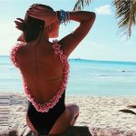 画像5: Floral flowerbomb Backless 3D bodysuit Flower Swimsuit One Piece Swimwear ３Dフラワーレイ付ワンピース水着スイムウェア (5)