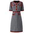 画像1: Women's round neck checkdress  ラウンドネック膝丈ドレス　ワンピース (1)