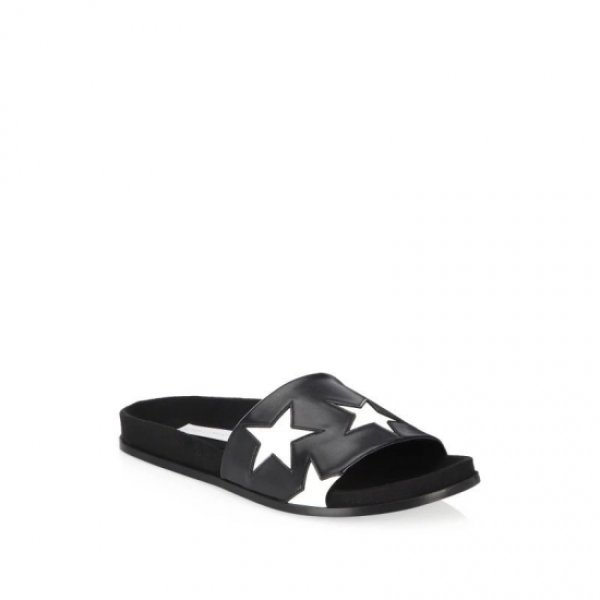 画像1: women's Star Pattern Leather Flat Sandal Slipper flip-flops 星スター柄レザーフラットサンダルスリッパサイズ豊富 (1)