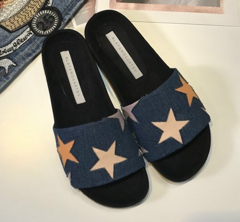 画像7: women's Star Pattern Leather Flat Sandal Slipper flip-flops 星スター柄レザーフラットサンダルスリッパサイズ豊富 (7)
