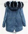画像2: fox fur rabbit fur liner  long  denim Coat jacketリアルフォックスファーデニム刺繍付ロングコート ジャケット (2)