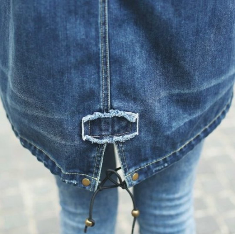 画像5: fox fur rabbit fur liner  long  denim Coat jacketリアルフォックスファーデニム刺繍付ロングコート ジャケット (5)