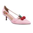 画像1: Leather TIRRY Cherry Kitten Heel Pumps クリスタルチェリーヒールパンプス (1)