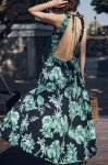 画像2: Women'sHawaiian patterned long maxi dressバックレスハワイアン柄ロングマキシドレス　ワンピース (2)