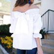 画像6: Off Shoulder Blouse オフショルダーバックリボン蝶結びブラウスプラスサイズあり (6)