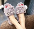 画像5: women ’s warm home indoor flat plush sandals with flat Slipper sandal フワモコ飾りがいっぱいフラットサンダルスリッパ　 (5)