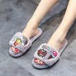 画像5: women ’s warm home indoor flat plush sandals with flat Slipper flat sandal フワモコポップな刺繍付フラットサンダルスリッパ　 (5)