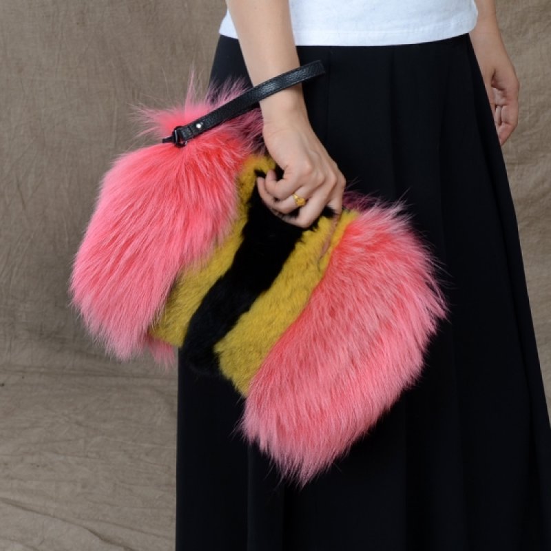 画像3: women's fox furclutch shoulder 2waybag リアルフォックスファークラッチショルダーバッグ (3)