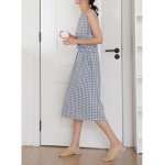 画像3: Women's Checkered waist point sleeveless knee-length one piece dressチェック柄膝丈ドレス　ワンピース (3)
