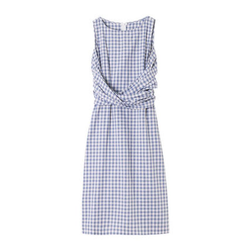 画像7: Women's Checkered waist point sleeveless knee-length one piece dressチェック柄膝丈ドレス　ワンピース (7)