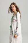 画像4: women's bohemian embroidered flower dress one piece ボヘミアン刺繍ロングマキシドレス　ワンピース (4)