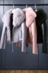 画像4: Women Fox Fur Sheep Skin Real Leather Riders Jacket  リアルシープスキンライダース フォックスファーコート ジャケット (4)