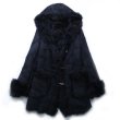 画像2: Women Real Sheep Skin Patchwork Mouton Fur Hoodie Jacket Coat リアルシープスキンパッチワークムートンファーフード付コートダッフル型 (2)