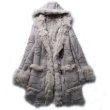 画像3: Women Real Sheep Skin Patchwork Mouton Fur Hoodie Jacket Coat リアルシープスキンパッチワークムートンファーフード付コートダッフル型 (3)