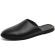 画像1: men's leather slippers sandals half drag tide shoes　レザーフラットサンダル　スリッパ (1)