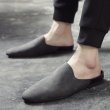 画像2: men's leather slippers sandals half drag tide shoes　レザーフラットサンダル　スリッパ (2)