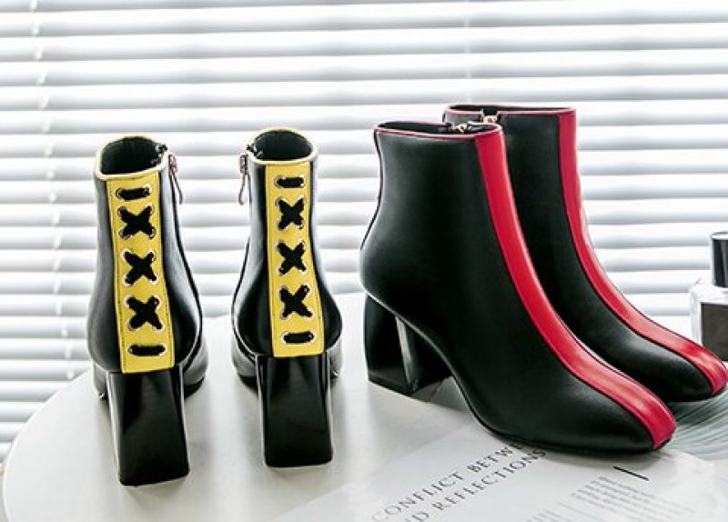 画像4: women's short  ankle boots Bootie アンクルバイカラーブーツ ショートブーツ (4)