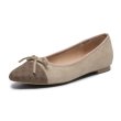 画像1: Women's new  Simple Flat pumps ballet shoes　レザーフラットりぼん付バイカラーパンプス (1)