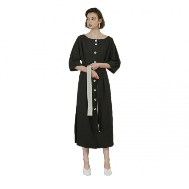 画像2: women's Three-quarter sleeve boat neck knee underwear dress one piece ボートネック7分袖膝下丈ドレス　ワンピース (2)