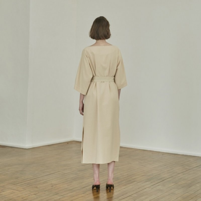 画像3: women's Three-quarter sleeve boat neck knee underwear dress one piece ボートネック7分袖膝下丈ドレス　ワンピース (3)