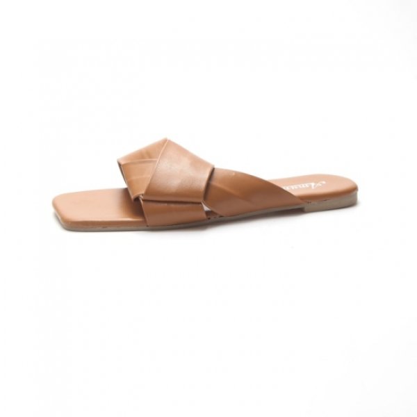 画像1: women's new style leather slippers sandals シンプルフラットサンダル　スリッパ (1)