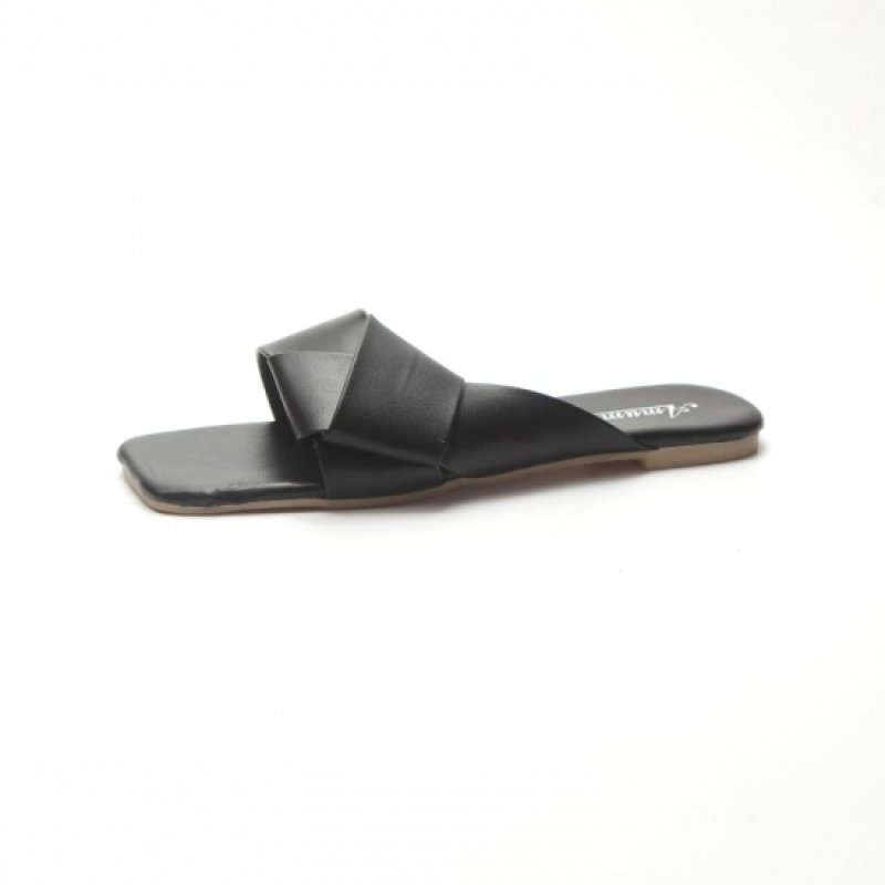 画像2: women's new style leather slippers sandals シンプルフラットサンダル　スリッパ (2)