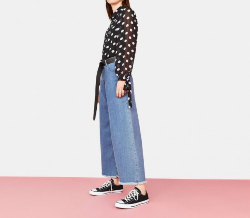 画像2: Dot pattern cuff band ribbon blouse shirt ドットプリント袖口帯ボウ付きブラウス シャツプラスサイズあり (2)