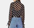 画像3: Dot pattern cuff band ribbon blouse shirt　ドットプリント袖口帯ボウ付きブラウス　シャツプラスサイズあり (3)