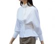 画像4: Stylish bow tie blouse shirt　ボウ付きスタイリッシュホワイトブラウス　シャツプラスサイズあり (4)