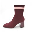 画像2: women's  elastic socks knitted ankle boots ライン入りソックスハイヒールブーツ ショートブーツ (2)