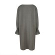 画像5: women's  leaf sleeve side slit solid color sweater dress スウェットリーフスリーブ膝丈ドレス　ワンピース (5)