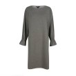 画像6: women's  leaf sleeve side slit solid color sweater dress スウェットリーフスリーブ膝丈ドレス　ワンピース (6)