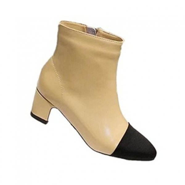 画像1: women's Leather combination color ankle boots本革レザーコンビバイカラーショートアンクルブーツ (1)