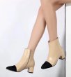 画像2: women's Leather combination color ankle boots本革レザーコンビバイカラーショートアンクルブーツ (2)