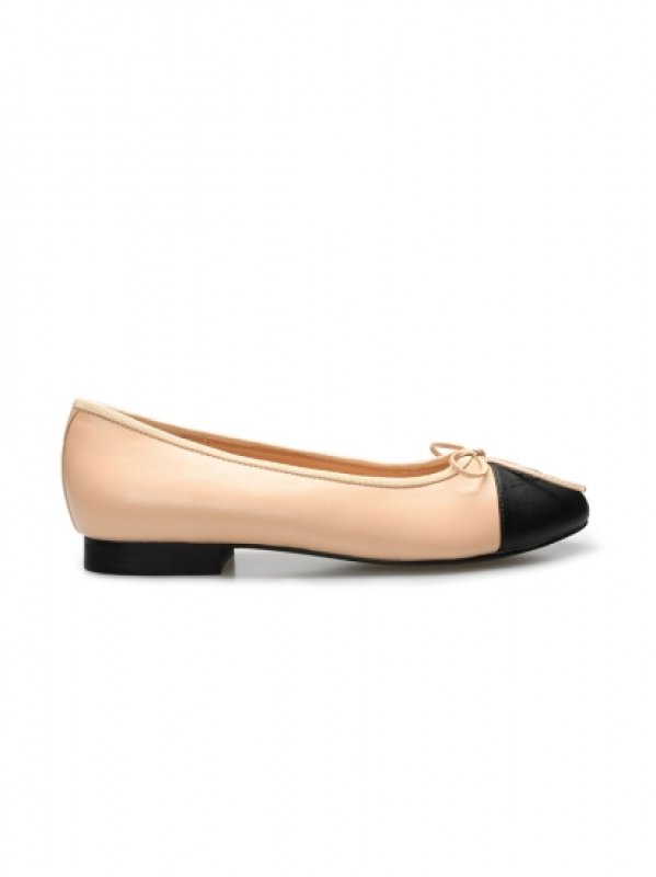 画像1: women's Real leather ballet flat shallow mouth bow fairy shoes 本革レザーフラットバレーシューズ (1)