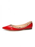 画像1: Women'pointed rivet shoes ballet fairy shoes本革レザースタッズ付フラットパンプス (1)