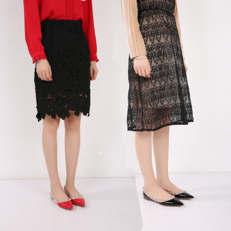 画像2: Women'pointed rivet shoes ballet fairy shoes本革レザースタッズ付フラットパンプス (2)