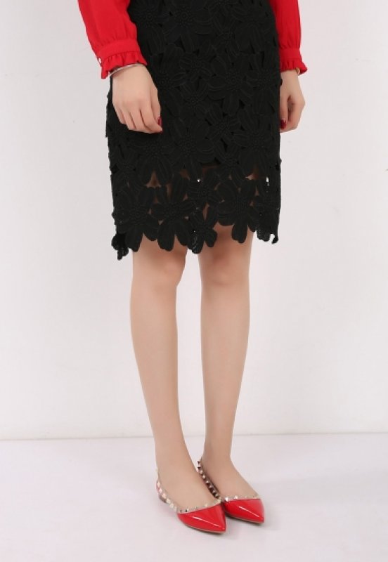 画像4: Women'pointed rivet shoes ballet fairy shoes本革レザースタッズ付フラットパンプス (4)