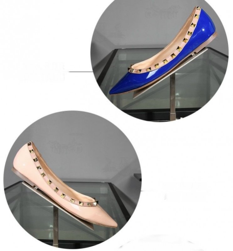 画像7: Women'pointed rivet shoes ballet fairy shoes本革レザースタッズ付フラットパンプス (7)