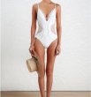 画像2: Lace see-through White Dot Monokini Vintage One Piece Swimsuit レトロなヴィンテージ風ドット水玉ホワイトモノキニワンピース水着スイムウェア (2)