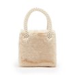 画像4: women's  Fake rabbit fur smart tote handbag持ち手がパールになったフェイクファースモールトートバック (4)