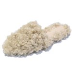 画像1: women's Sheep curl hair flat  slippers shoes モンゴリアンウールフラットスリッポン サンダル パンプス (1)