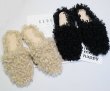 画像2: women's Sheep curl hair flat  slippers shoes モンゴリアンウールフラットスリッポン サンダル パンプス (2)