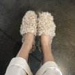 画像4: women's Sheep curl hair flat  slippers shoes モンゴリアンウールフラットスリッポン サンダル パンプス (4)