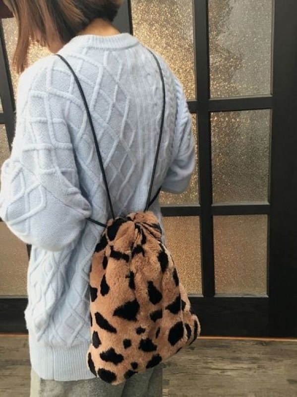 画像8: women's raccoon fur fox fur grass drawstring bucket bag リアルラクーン＆フォックスファー巾着トートショルダーバック バックパック (8)