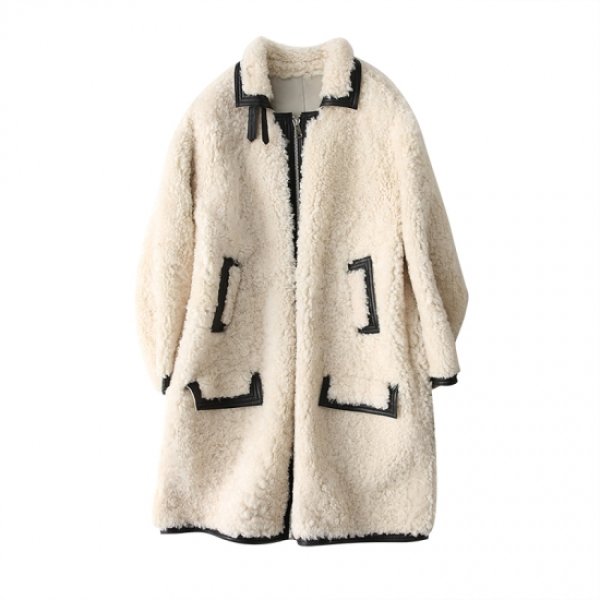画像1: Women Real Sheep Skin  Mouton lamb longcoat  Jacket Coat リアルシープスキンムートンファーロングコート (1)