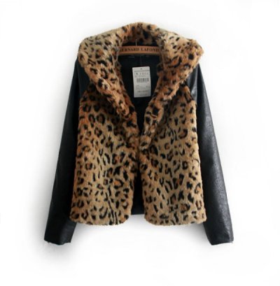 画像1: Fake leather leopard fur coat